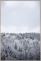 JUNIQE - Poster met kunststof lijst White Winter Forest -40x60 /Grijs