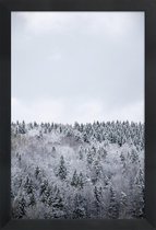JUNIQE - Poster in houten lijst White Winter Forest -40x60 /Grijs &