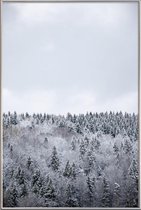 JUNIQE - Poster met kunststof lijst White Winter Forest -13x18 /Grijs