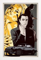 JUNIQE - Poster met houten lijst Goldfinger -13x18 /Geel & Grijs