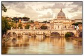 Sint-Pieter en Engelenbrug over de Tiber in Rome - Foto op Akoestisch paneel - 150 x 100 cm