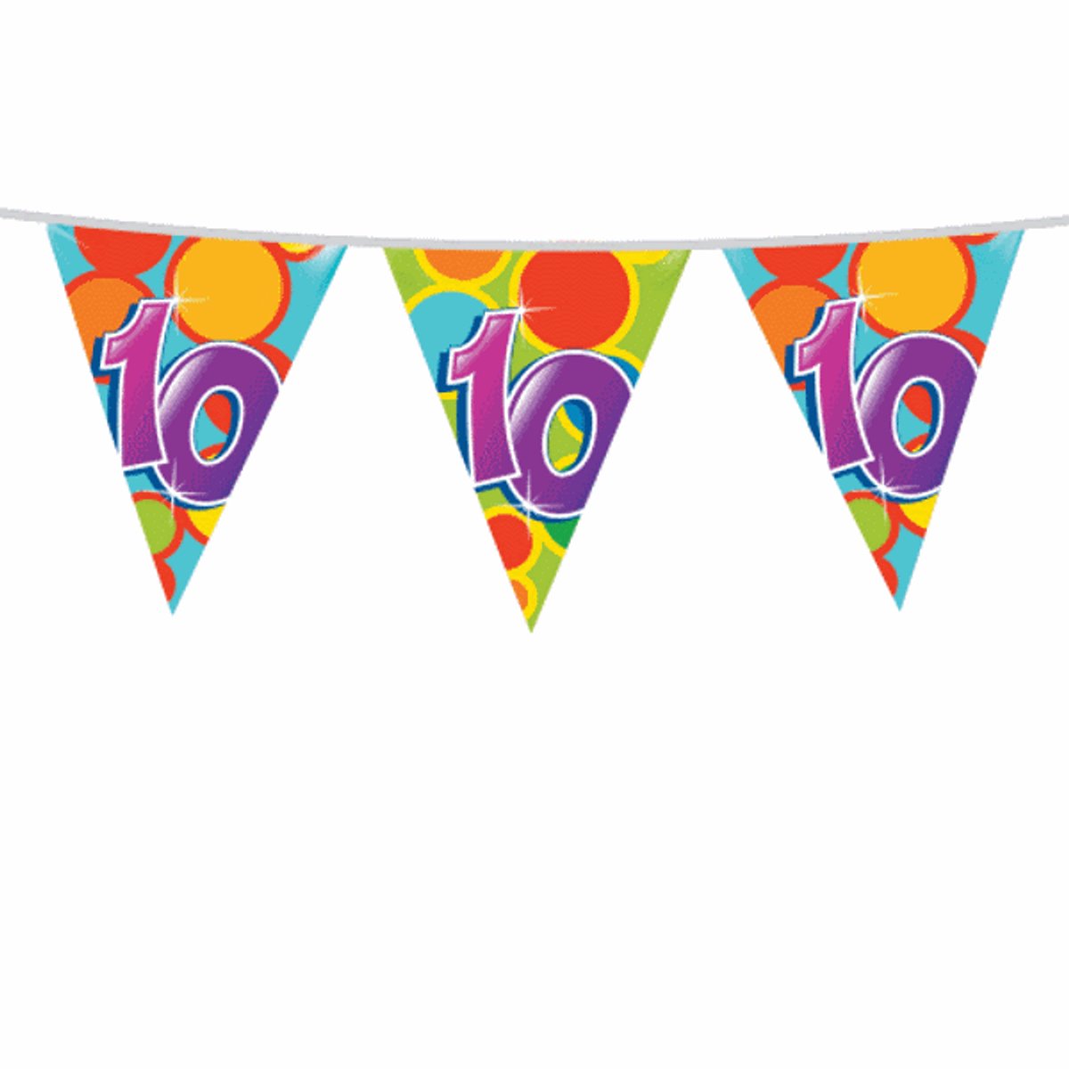 Haza Vlaggetjes met 10 jaar opdruk - leeftijd verjaardag - versiering - kunststof - 10 meter - vlaggenlijn — cadeau in Cadeau-ideeën - foto 5