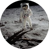 Buzz Aldrin walks on the moon (maanlanding) - Foto op Behangcirkel - ⌀ 40 cm