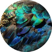 Kleurrijke veren van een blauwe pauw - Foto op Behangcirkel - ⌀ 40 cm