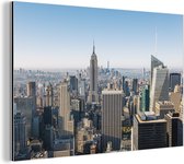 Wanddecoratie Metaal - Aluminium Schilderij Industrieel - Mooie uitzicht over Manhatten en de Empire State Building - 180x120 cm - Dibond - Foto op aluminium - Industriële muurdecoratie - Voor de woonkamer/slaapkamer