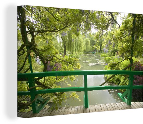 Vue sur l'eau du pont japonais dans le jardin de Monet à la française Giverny Toile 30x20 cm - petit - Tirage photo sur toile (Décoration murale salon / chambre)