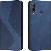 Voor Huawei P40 lite E Skin Voel je Magnetisch S-type Effen Kleur Horizontale Flip Lederen Case met Houder & Kaartsleuf & Portemonnee (Blauw)