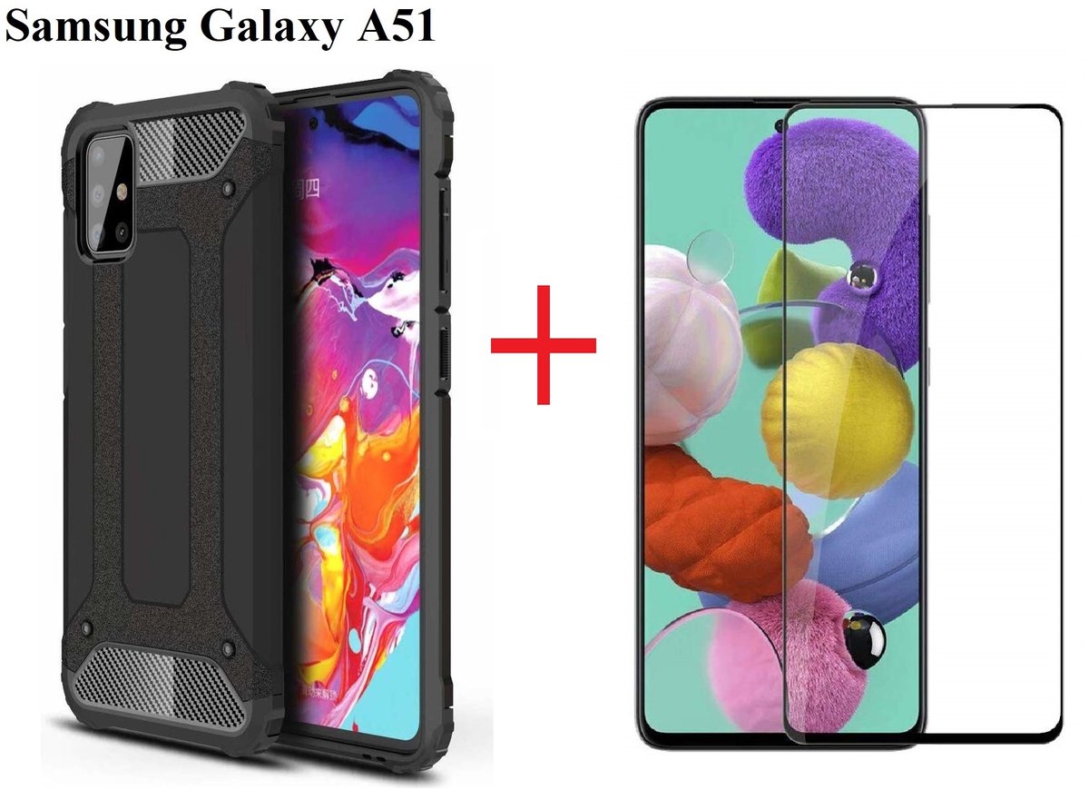 BixB Samsung A51 Hoesje – Amor Case met Screenprotecter – Zwart