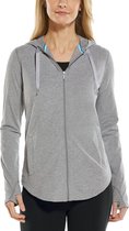 Coolibar - UV-werende Full zip hoodie voor dames - LumaLeo Zip-Up - Grijs - maat XL