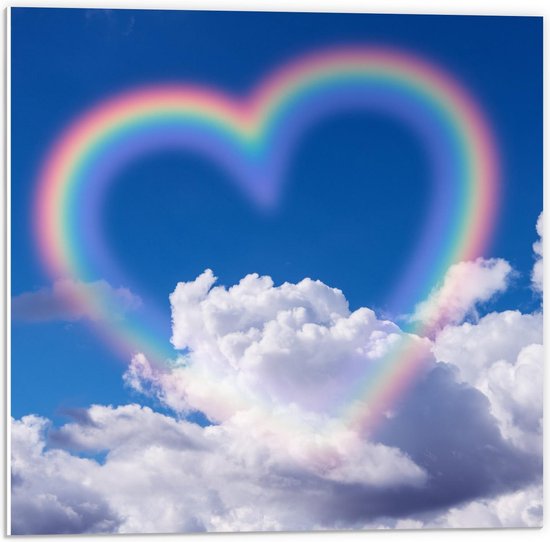 Forex - Regenboog Hartje - 50x50cm Foto op Forex