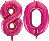 Helium roze cijfer ballonnen 80.