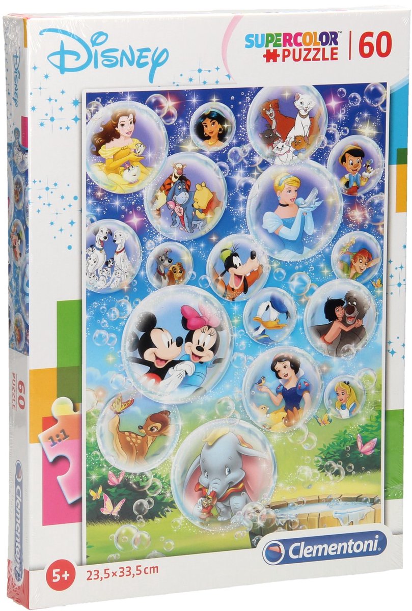 Clementoni - Superkleur puzzels - Standard characters - 60 stukjes - Disney