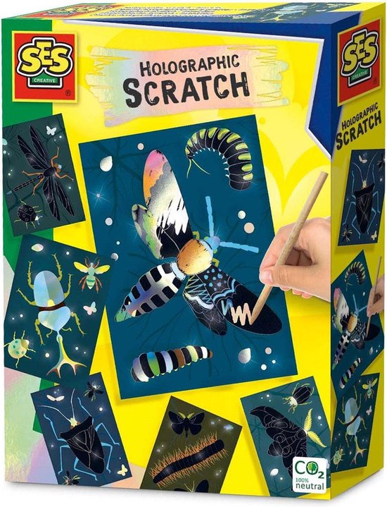 SES - Holografisch scratch - Insecten - verrassing - 6 kaarten met krasstokje