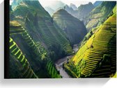 Canvas  - Vietnamees Landschap - 40x30cm Foto op Canvas Schilderij (Wanddecoratie op Canvas)