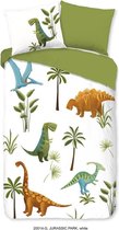 Dekbedovertrek voor Kinderen - Eenpersoons - 140x200/220cm - Inclusief 1 Kussensloop - 100% Versterkt Katoen - Jurassic Park