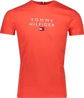 Tommy Hilfiger T-shirt Oranje Oranje Normaal - Maat XXL - Heren - Herfst/Winter Collectie - Katoen