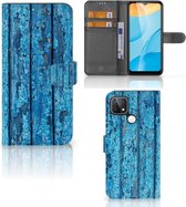 Magnet Case OPPO A15 Telefoonhoesje Wood Blue