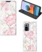 Stand Case Hoesje Cadeau voor Mama Xiaomi Redmi Note 10 Pro Smart Cover Mooie Bloemen