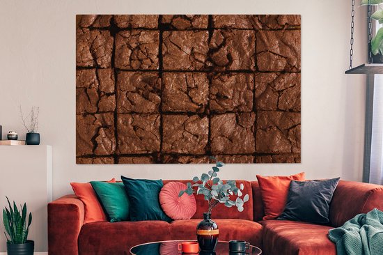 Canvas schilderij 150x100 cm - Wanddecoratie Beeldvullende brownies - Muurdecoratie woonkamer - Slaapkamer decoratie - Kamer accessoires - Schilderijen