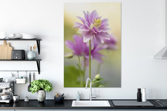 Close-up ancolie 90x140 cm - Tirage photo sur toile (Décoration murale salon / chambre) / Peintures Fleurs sur toile