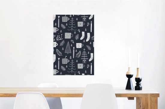 Motif pour enfants avec chaussettes et mugs et autres trucs d'hiver 60x90 cm - Tirage photo sur toile (Décoration murale salon / chambre)