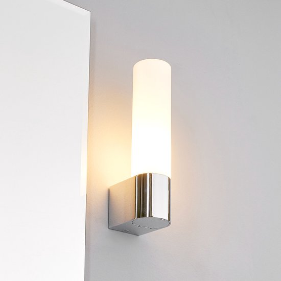 Lindby - Wandlamp - 1licht - glas, metaal - H: 27 cm - E14 - wit gesatineerd, chroom