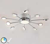 Lindby - LED plafondlamp- met dimmer - 11 lichts - metaal, polycarbonaat - H: 8 cm - chroom, wit - Inclusief lichtbronnen