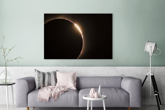 Eclipse avec un bord clair 120x80 cm - Tirage photo sur toile (Décoration murale salon / chambre)