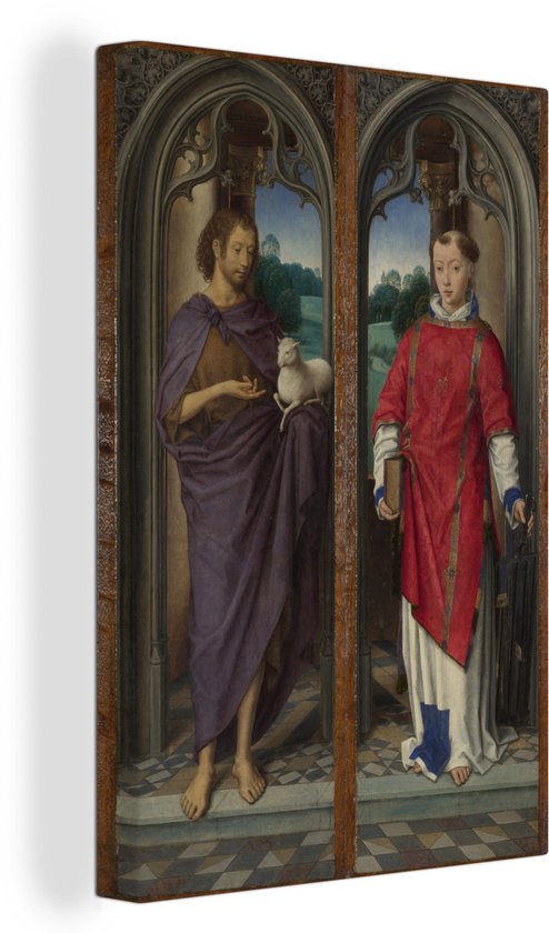Jean le Baptiste et Saint Laurent - Peinture de Hans Memling 20x30 cm - petit - Tirage photo sur toile (Décoration murale salon / chambre)