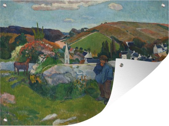 Tuin decoratie Zwijnenhoeder in Bretagne - Schilderij van Paul Gauguin - 40x30 cm - Tuindoek - Buitenposter