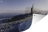 Muurdecoratie Een onderzeeboot bij de noordpool - 180x120 cm - Tuinposter - Tuindoek - Buitenposter