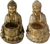 Medivo Styling & Interior - Buddha - Boedha - Waxinelichthouder - 14cm - 2 set - Goud