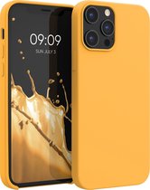 kwmobile telefoonhoesje voor Apple iPhone 12 Pro Max - Hoesje met siliconen coating - Smartphone case in goud-oranje