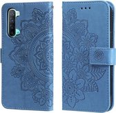 Voor OPPO Reno3 5G / Find X2 Lite / K7 7-bloemblaadje Bloemen Embossingpatroon Horizontale Flip PU-lederen hoes met houder & kaartsleuven & portemonnee & fotolijst (blauw)