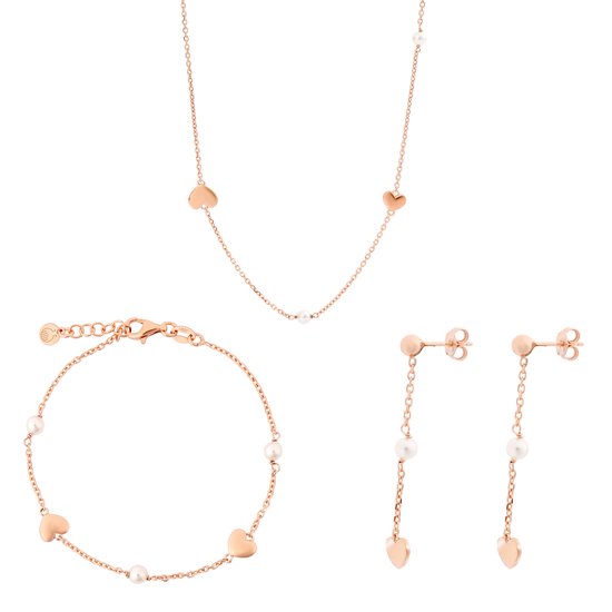 Orphelia SET-7378 - Ensemble de bijoux: Collier + Bracelet + Boucles d'oreilles - Argent 925 Rosé - Perle