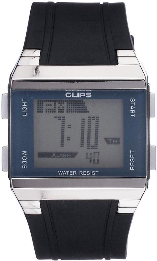 Clips Horloge - Rubber - Zwart