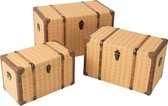 Lot de 3 coffres rectangulaire bois beige et marron