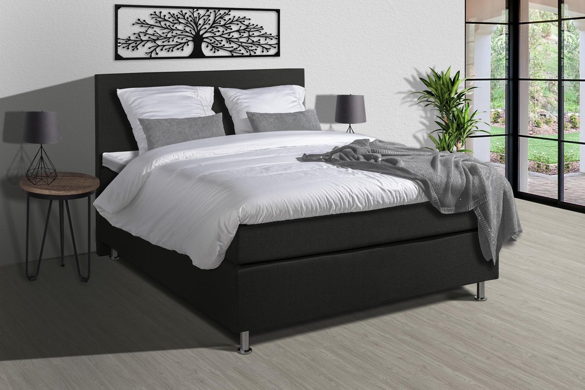 Anno 1588 - Boxspringset Jubilee - Pocketvering - Zwart - 180x210 cm - Inclusief Dekbed en Kussens