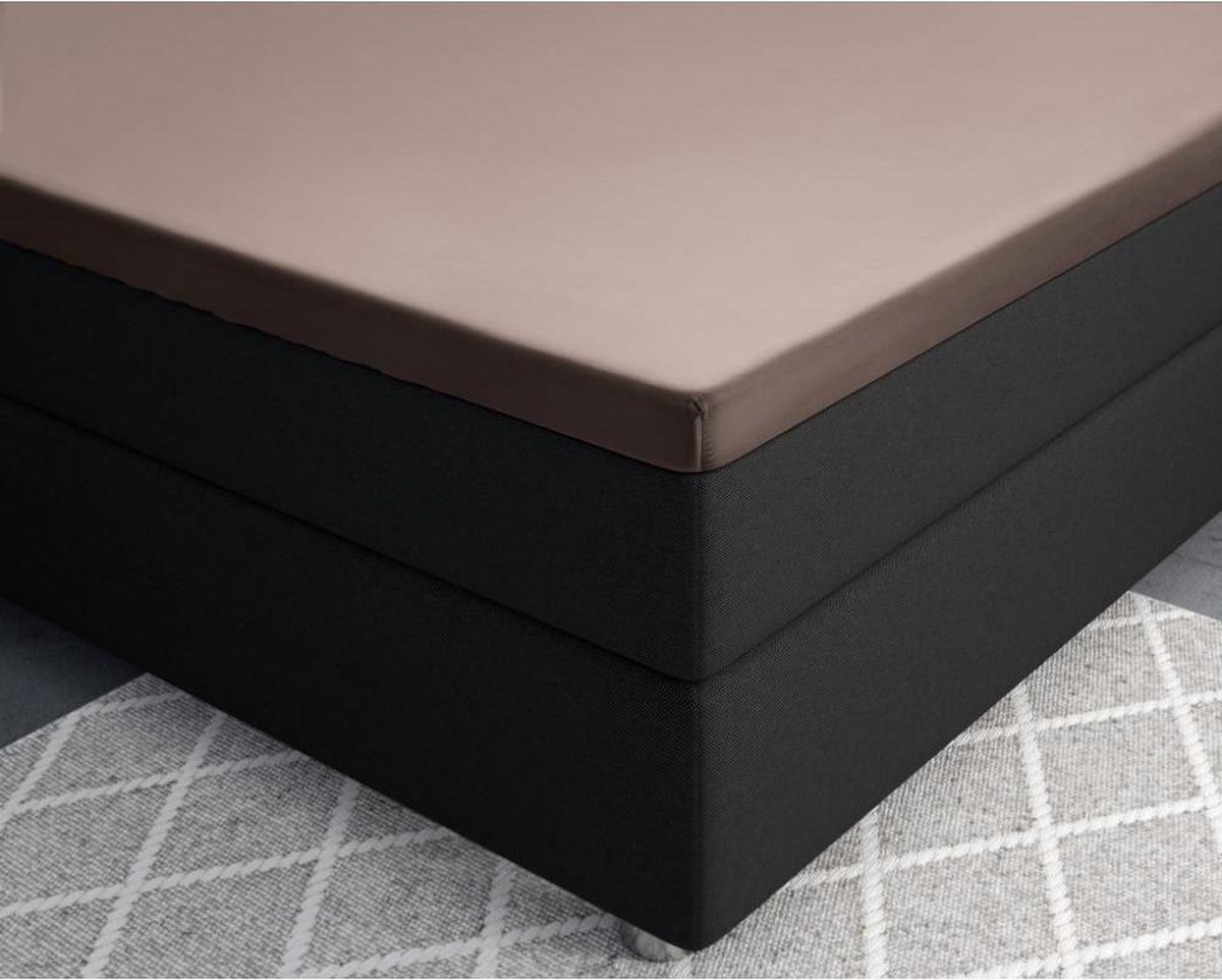 Primaviera Deluxe Splittopper Hoeslaken Satijn - 180 x 220 - Taupe