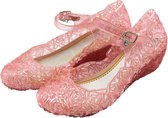 Chaussures à talons à paillettes princesse - Rose - Princesses - Chaussures habillées - La Frozen - Raiponce - La Belle au bois dormant - Ariel - Cendrillon - Elsa - Anna - Robe - Taille 33 (convient comme 31) Semelle intérieure : 19,5 cm