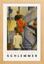 JUNIQE - Poster met houten lijst Schlemmer - Bauhaus Stairway -13x18