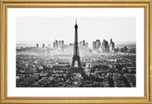 JUNIQE - Poster met houten lijst Paris Skyline -20x30 /Grijs & Wit
