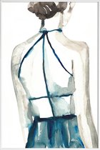 JUNIQE - Poster met kunststof lijst Whisky Shot -13x18 /Blauw & Wit