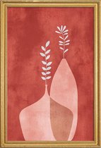 JUNIQE - Poster met houten lijst La vie en rose -30x45 /Oranje & Rood