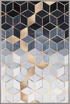 JUNIQE - Poster met kunststof lijst Soft Blue Gradient Cubes -60x90