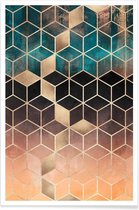 JUNIQE - Poster Ombre Dream Cubes -30x45 /Oranje & Roze