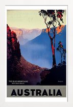 JUNIQE - Poster in houten lijst australia1 -40x60 /Blauw & Bruin