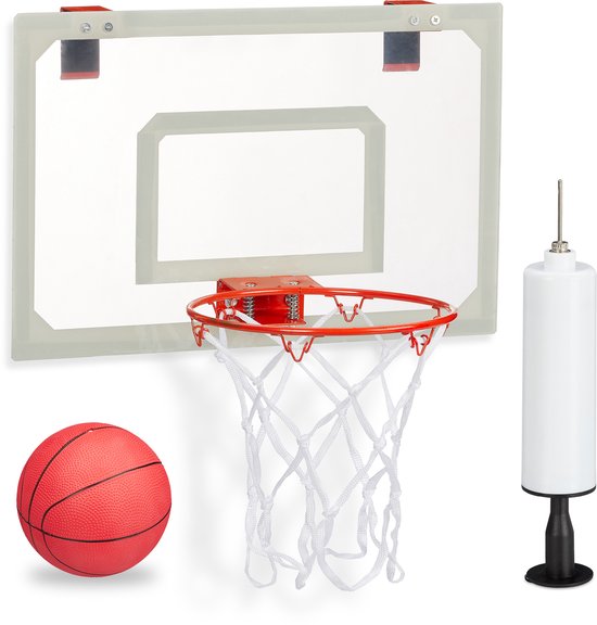 basketbalbord voor binnen - set met basketbal en pompje - indoor - aan deur - zonder boren