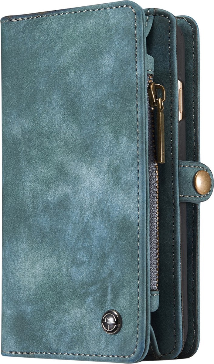 iphone 6/6S Luxe Lederen Portemonnee Hoesje - uitneembaar met backcover (groen)