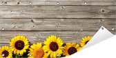 Tuinposter Zonnebloemen (Zonnebloemveld) 100 x 50 cm incl. Metalen ringen - (Buitenposter - Tuindoek - Buitencanvas - Schilderijen voor buiten - tuin decoratie)